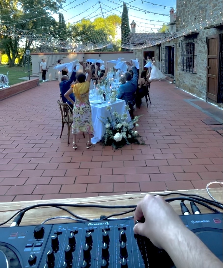 A couple dancing together on a wedding dance floor